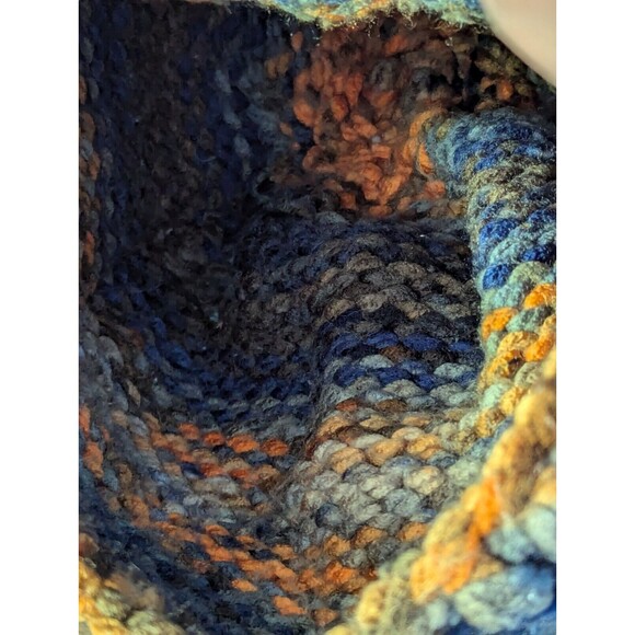 Unbranded Beanie Hat Cap Blue Gray Orange Stripe Nightfall Snow Hike Ski Stretch - Picture 6 of 6